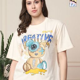 Tromko Women Pack of 2 Graphic Printed Round Neck Cotton Oversized T-shirts-picture-35