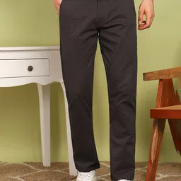 encore by INVICTUS Men Slim Fit Mid-Rise Pure Cotton Trousers-picture-13
