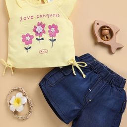 I LOVE MOM Girls Yellow Clothing Set-image-49