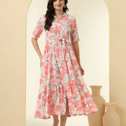 KALINI Floral Print Fit & Flare Midi Dress-picture-52