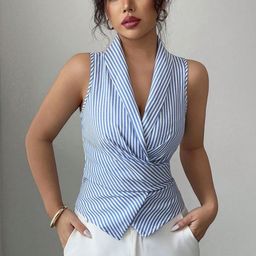StyleCast Striped Wrap Crop Top-image-8