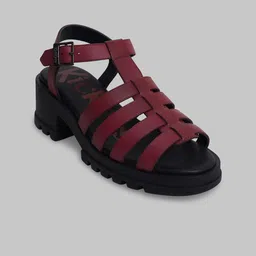 Kickers Leather Platform Sandals with Buckles-14
