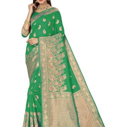 Maroosh Floral Zari Silk Banarasi Saree-image-27