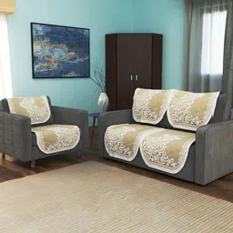 Aura Cream-Coloured & White Cotton Sofa Cover-image-92