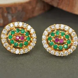 Anouk Gold-Plated Diamond Studs Earrings-image-81