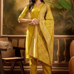 Sangria Women Silk Blend Kurta Sets-picture-15