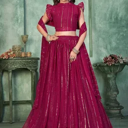 Warthy Ent Embroidered Semi-Stitched Lehenga & Unstitched Blouse With Dupatta-58
