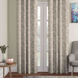 Aura Beige 2 Pieces Floral Printed Black Out Long Door Curtain-image-66