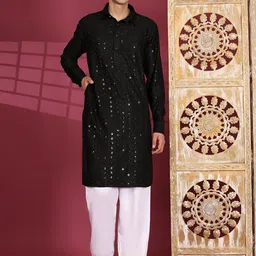 Pro-Ethic STYLE DEVELOPER Men Regular Sequinned Kurta with Pyjamas image 5