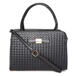 Lino Perros Black Basket Weave Patterned Handbag-20