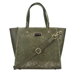 Bellissa Olive Green PU Snakeskin Textured Handheld Bag-13