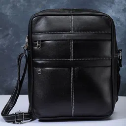 K London Black Leather Structured Sling Bag-9