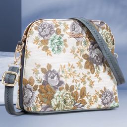 Exotic Floral Printed PU Structured Sling Bag-71