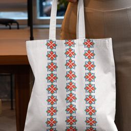 Doodle Cotton Ethnic Tiles Tote Bag-image-15