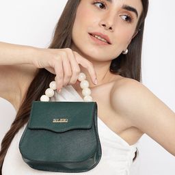 KLEIO Pearl Beaded Top Handle Mini Hand Bag With Sling-29