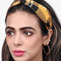 BuckleUp Women Yellow & Black Checked Printed Wrap Headband-13