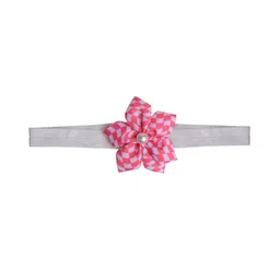 Aye Candy Girls Pink & White Checked Flower Hairband-image-50
