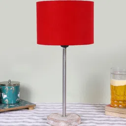 Devansh Wooden & Cotton Cylinder Contemporary Table Lamp-71