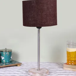 Devansh Brown Wooden & Cotton Cylinder Table Lamps-image-58