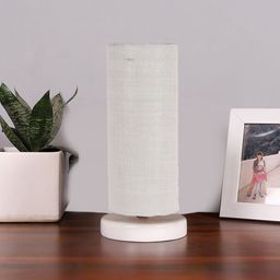 Devansh White Jute Table Lamp With Wood Base-11