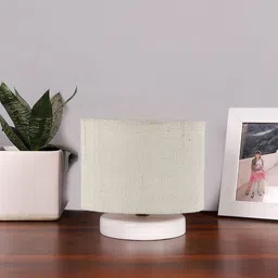 Devansh White Textured Jute Table Lamp With Wooden Base-47