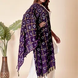 EBADAT Printed Violet Cotton Dupatta image 3