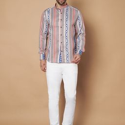 VS MALL Geometric Printed Long Sleeves Cotton Shirt-image-84