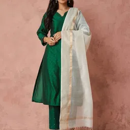 Fabindia Natural Cotton Silk Blend Dupatta-image-18