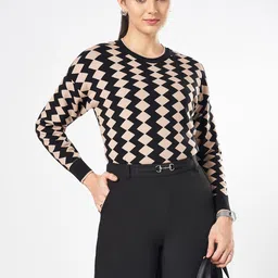 Annabelle by Pantaloons Women Round Neck Checked Pullover-picture-11