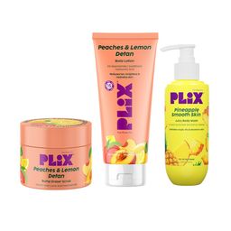 PLIX THE PLANT FIX Set Of 3 Peaches & Lemon Detan Body Scrub, Body Lotion & Body Wash-image-86