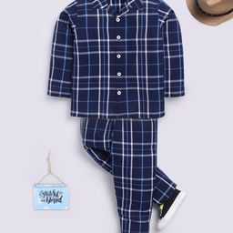 Clt.s Unisex Kids Checked Night suit-image-63