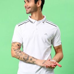 V-Mart Men Colourblocked Polo Collar T-shirt with Mask-picture-22