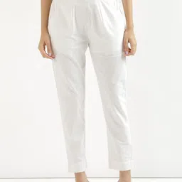 CORSICA Women White Regular Fit Cotton Regular Trousers-picture-24