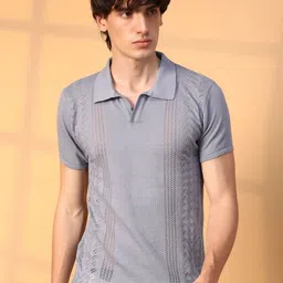 Campus Sutra Men Self Design Polo Collar Cotton T-Shirt-image-19