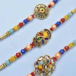 MEIRA JEWELLERY 5-Pcs Rakhi With Roli Chawal & Greeting Card-image-59