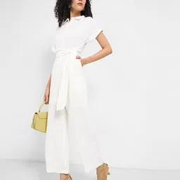 Annabelle by Pantaloons Women Waist Tie-Ups Shirt Collar Jumpsuit-picture-15