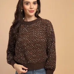 Gipsy Women Geometric Self Design Pullover-picture-11