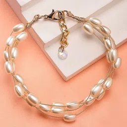 Bohey by KARATCART Women Pearls Gold-Plated Multistrand Bracelet-67