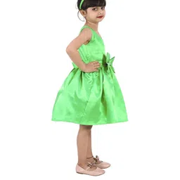 Shahina Fashion Girls V-Neck Bow Detail Satin Fit and Flare Dresses-picture-54