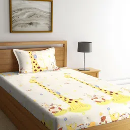 Myntra Elegant Homes Yellow & Brown Printed 300 TC Single Bedsheet Set 2.2 m x 1.5 m-12