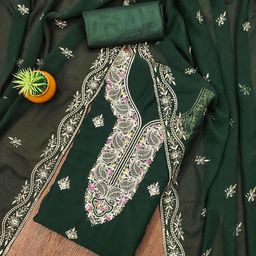 SHADOW & SAINING Embroidered Silk Georgette Unstitched Dress Material-picture-18