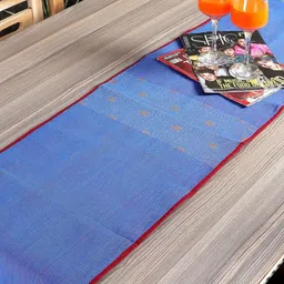 ArtEastri Blue Textured Cotton Handloom TableRunner-image-39
