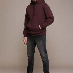 Mast & Harbour Men Solid Cotton Fleece Hooded Sweatshirt-image-89
