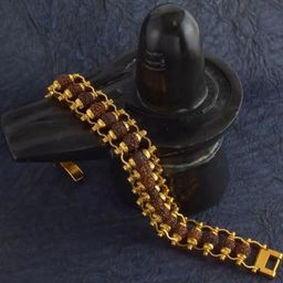 Divine souvenirs Unisex Gold-Plated Rudraksha Beaded Bracelet-image-81