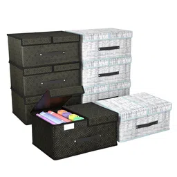 Kuber Industries Grey & Black 8 Pieces Printed Foldable Multi-Utility Organisers-12