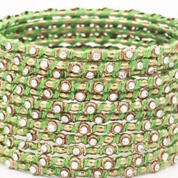 leshya Set Of 12 Artificial Stones and Beads Studded Thread Bangles image 2