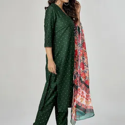 Anouk Rustic Women Ethnic Motifs Printed Regular Gotta Patti Kurta with Trousers & With Dupatta image 5