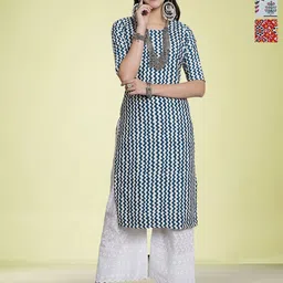 Moda Rapido Women Ethnic Motifs Printed Mirror Work Floral Crepe Kurta-image-55