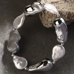 SOHI The Riviera Silver-Plated Pearls Beaded Kada Bracelet-54