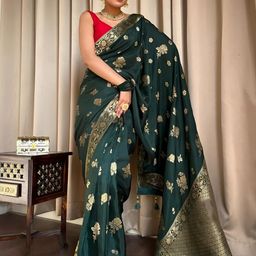 all about you Floral Zari Silk Blend Heavy Work Saree-picture-8